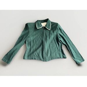 St John Collection Women's Zip Up Jacket Emerald Green 4 Vintage Classic